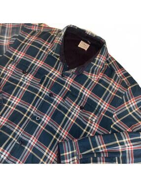 L.L. Bean Men's XXL Plaid Heavy Button-Up Shirt Jacket w Fleece Lining Outdoor
